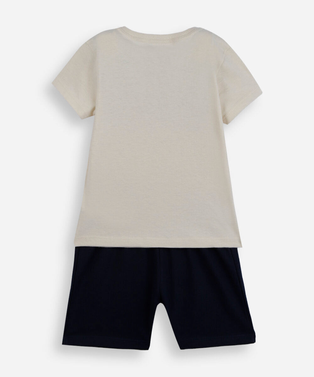 conjunto infantil curto de algodão bluey bege