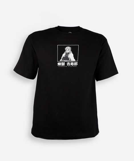 camiseta juvenil de algodão demons slayer preta