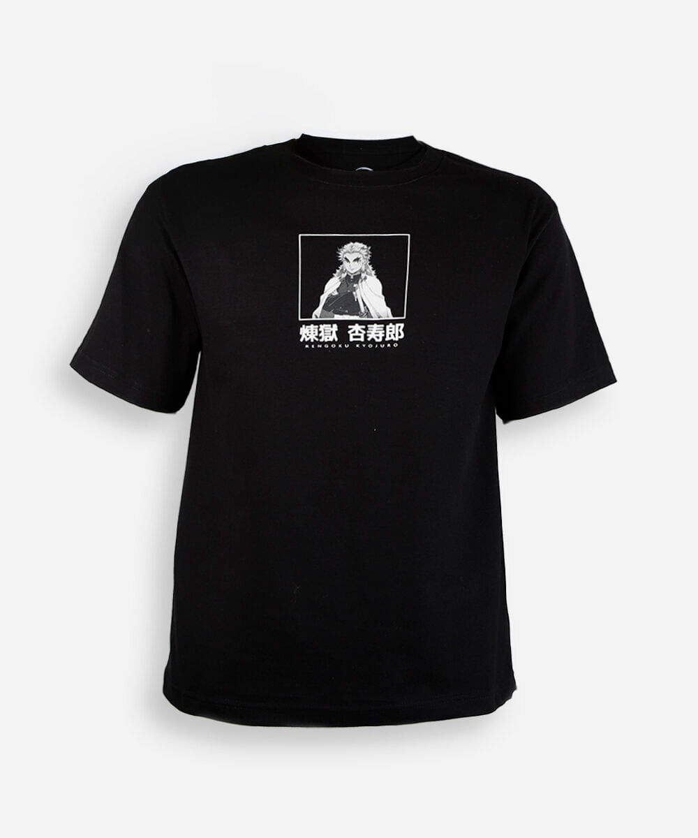 camiseta juvenil de algodão demons slayer preta