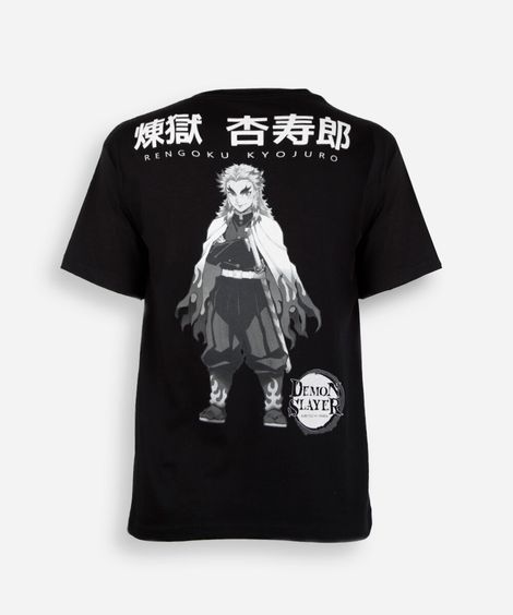 camiseta juvenil de algodão demons slayer preta