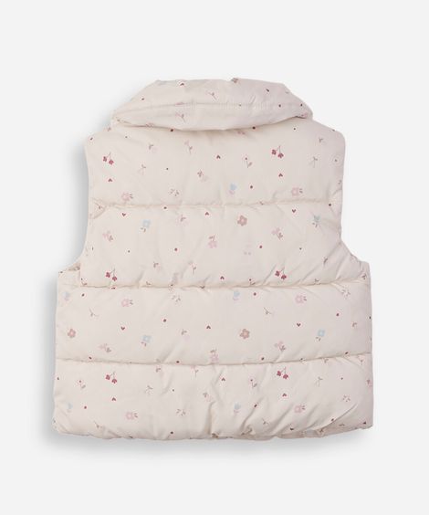 colete puffer infantil floral off white