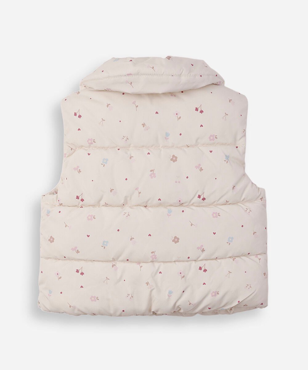 colete puffer infantil floral off white
