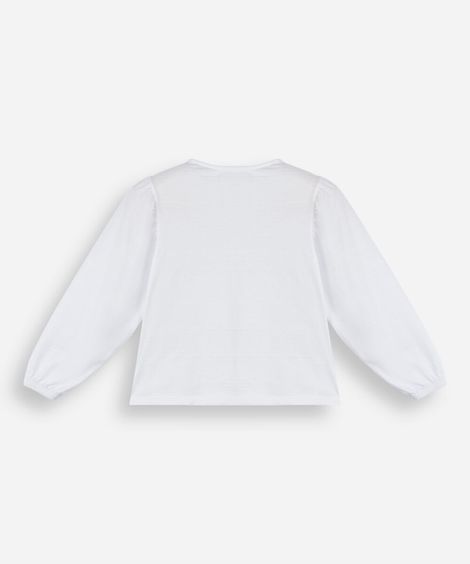 nata infantil de algodão com recortes e laços manga longa off white