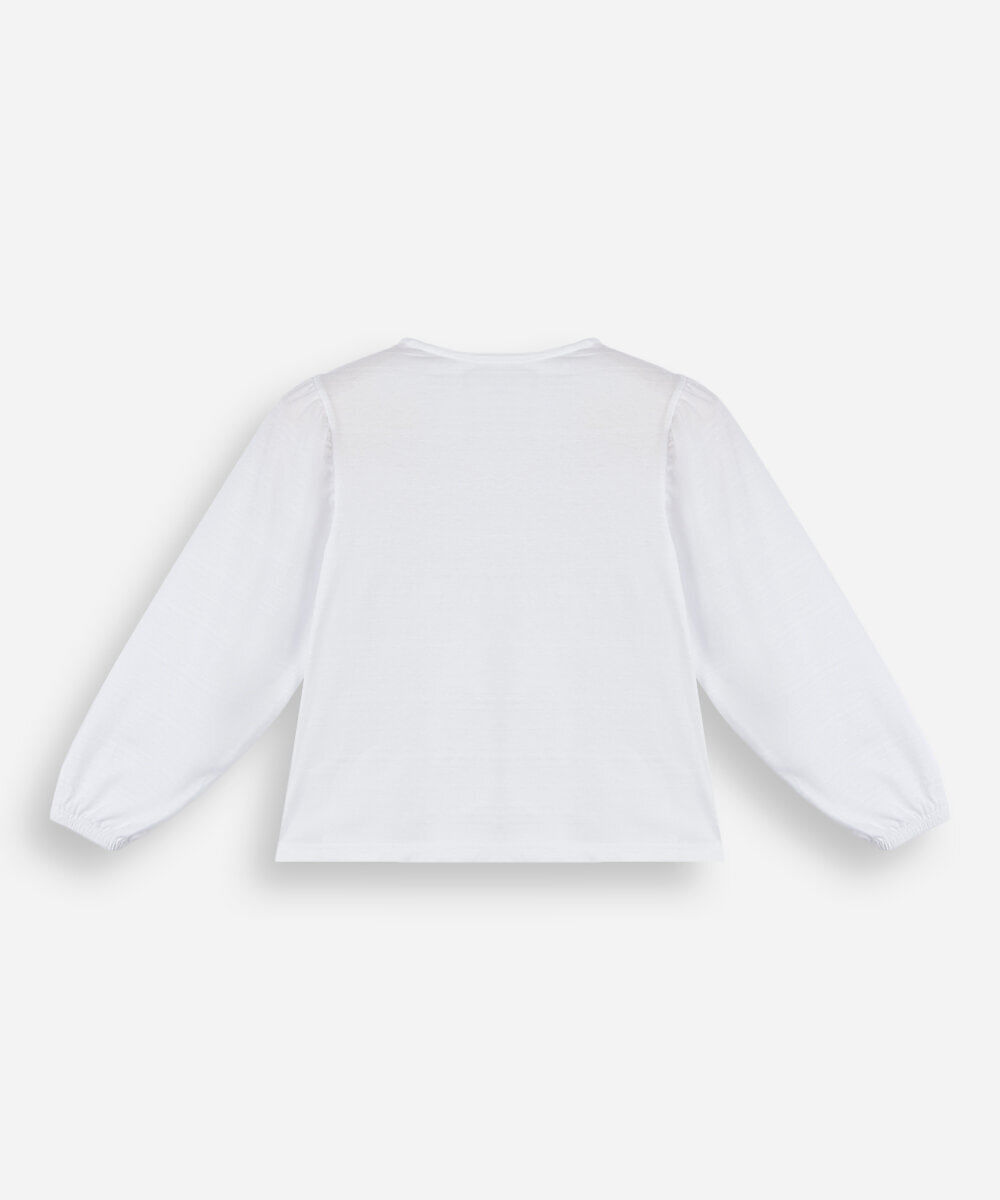 nata infantil de algodão com recortes e laços manga longa off white