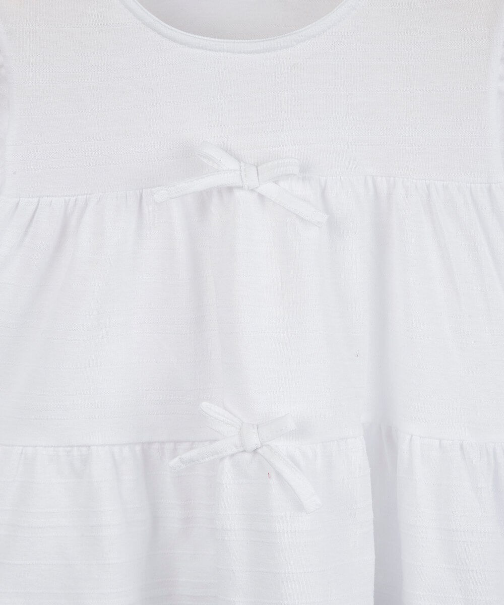 nata infantil de algodão com recortes e laços manga longa off white