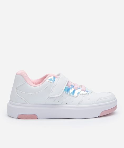 tênis infantil com recortes e velcro rosa