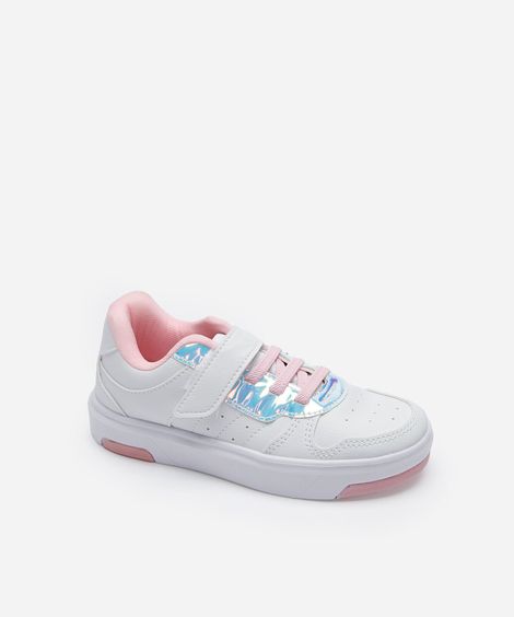 tênis infantil com recortes e velcro rosa