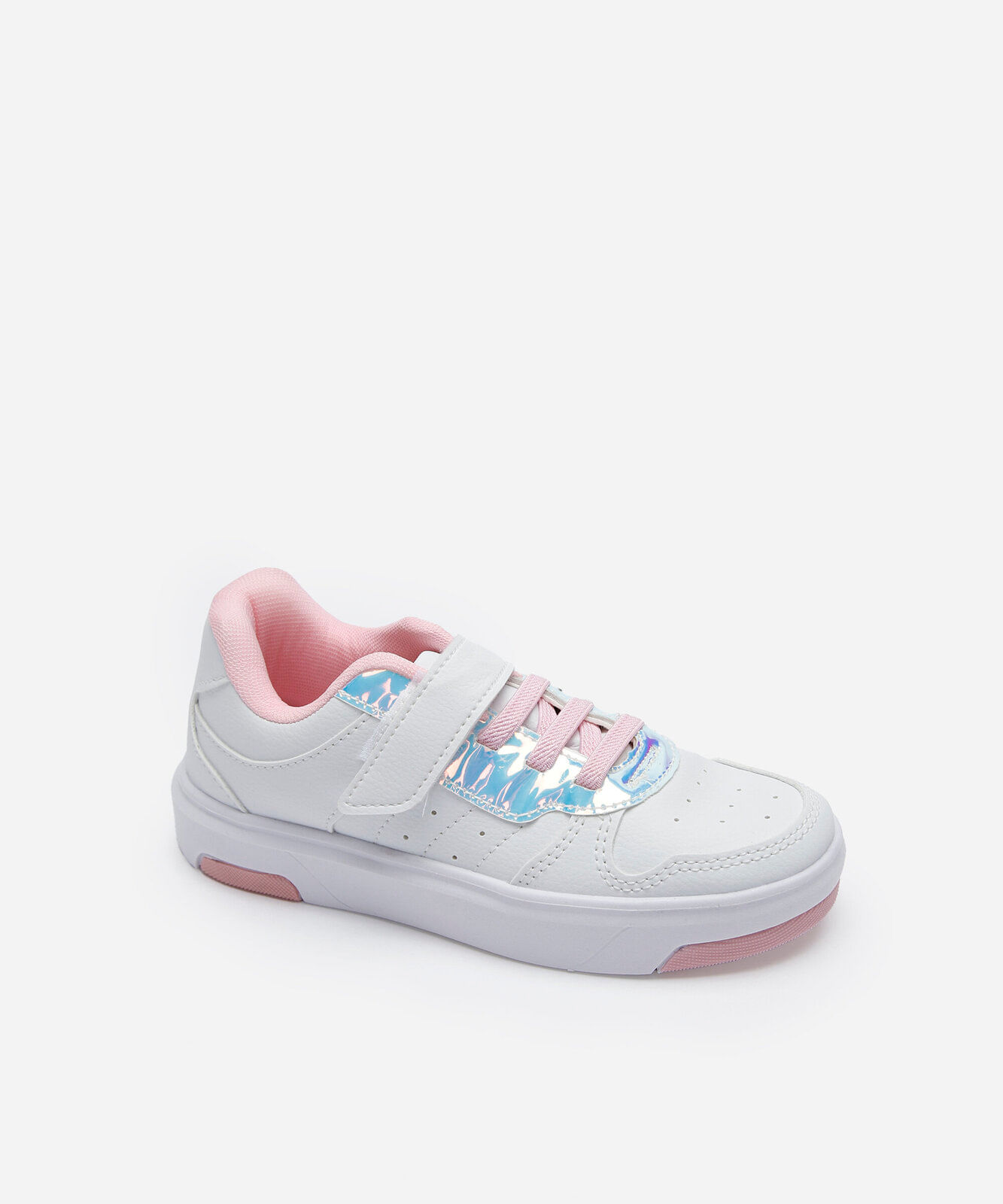 tênis infantil com recortes e velcro rosa