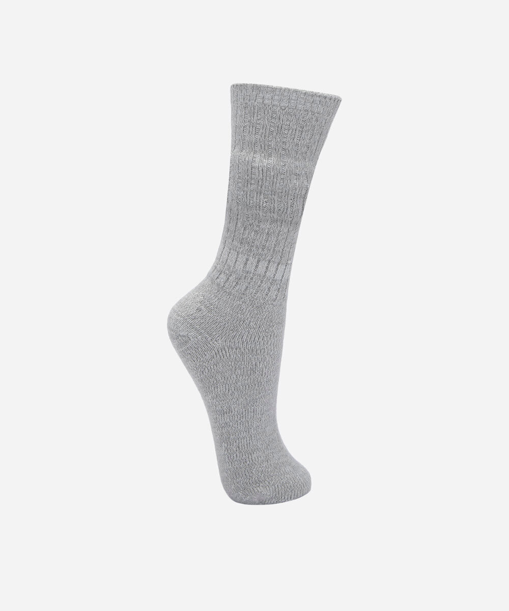 meia de tricot cano longo cinza