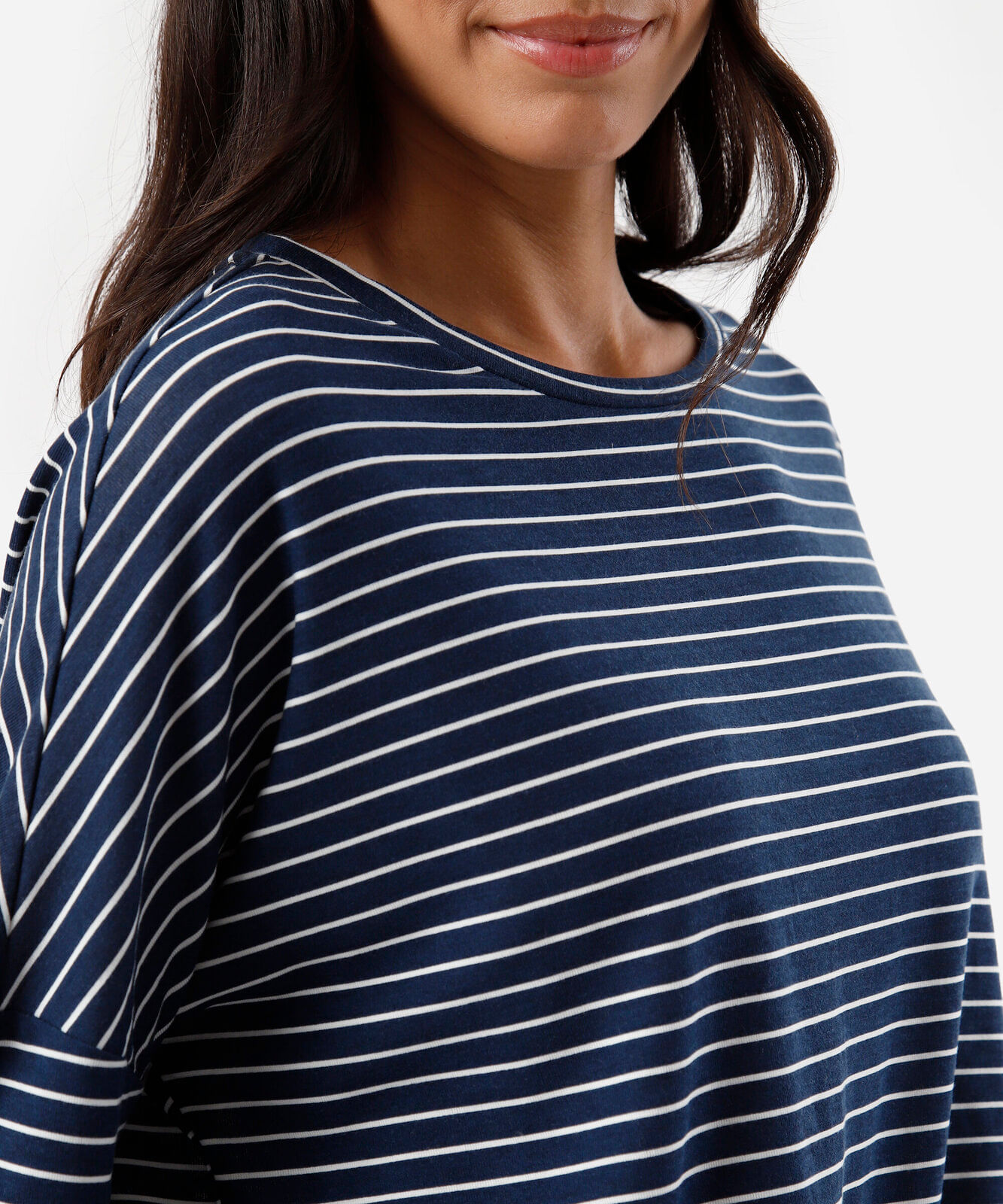 pijama longo feminino com viscose listrado azul