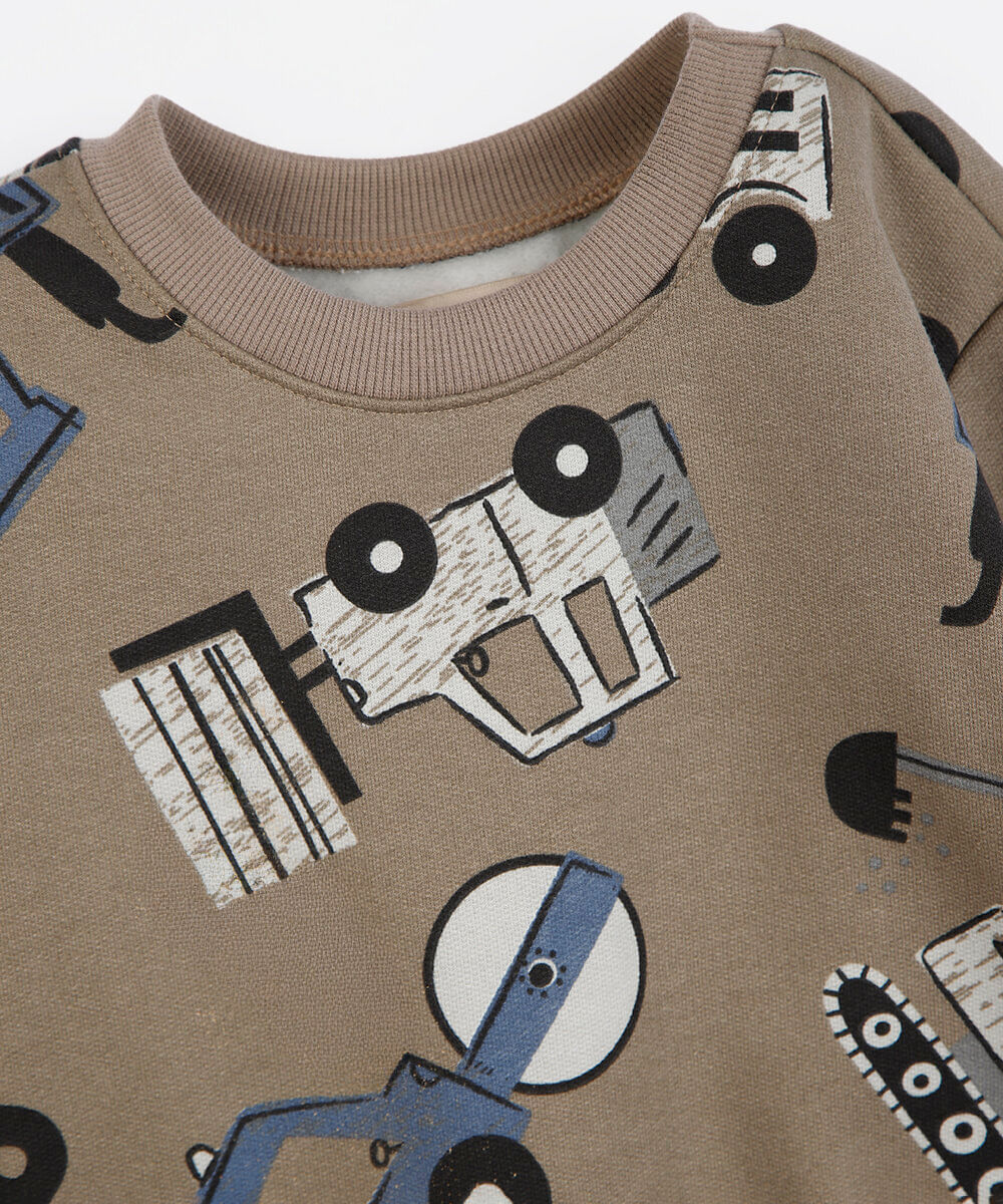 conjunto infantil transportes bege