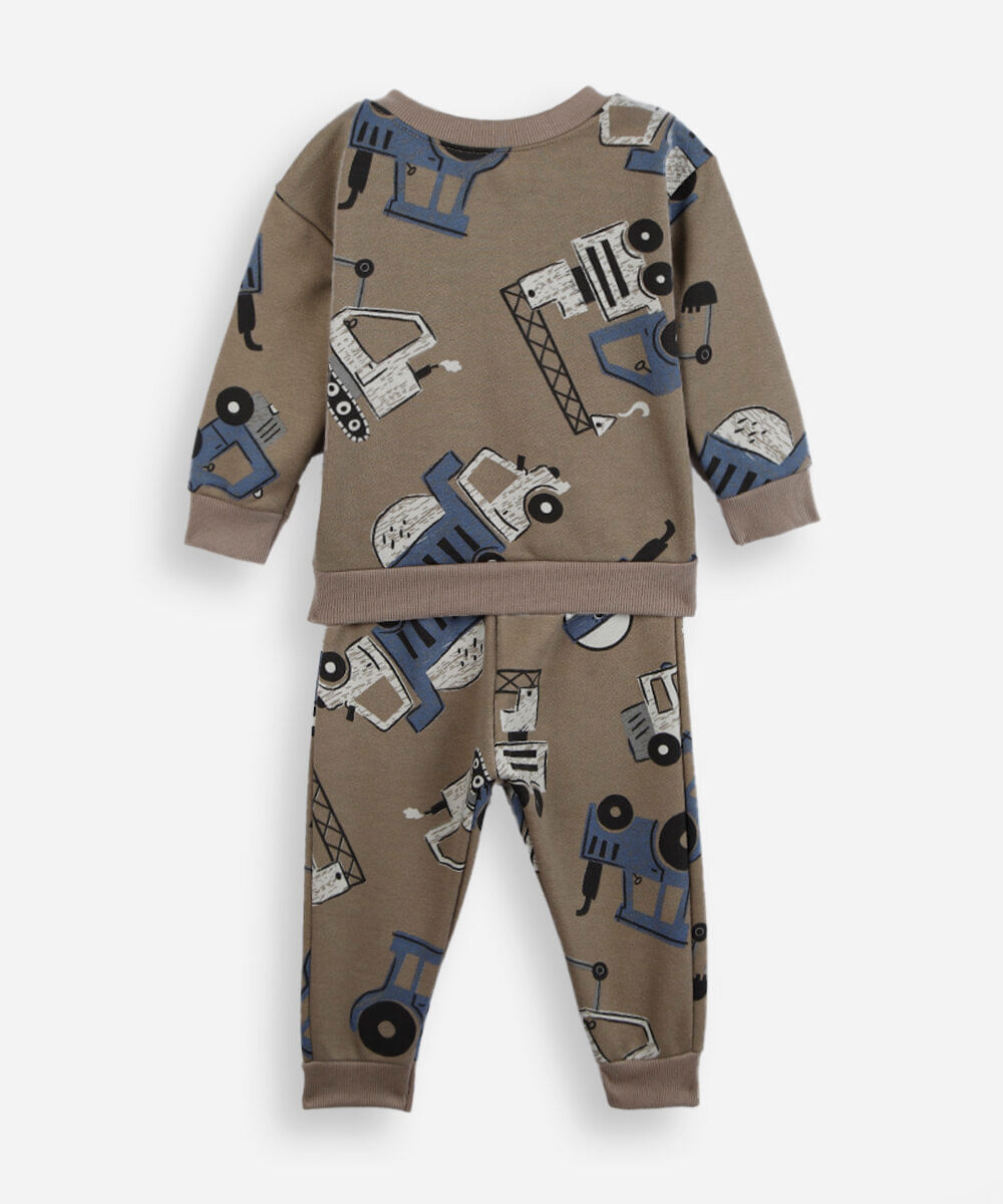 conjunto infantil transportes bege