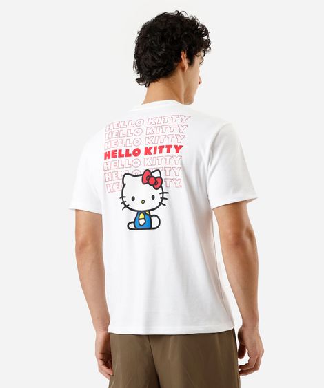 camiseta masculina manga curta hello kitty off white