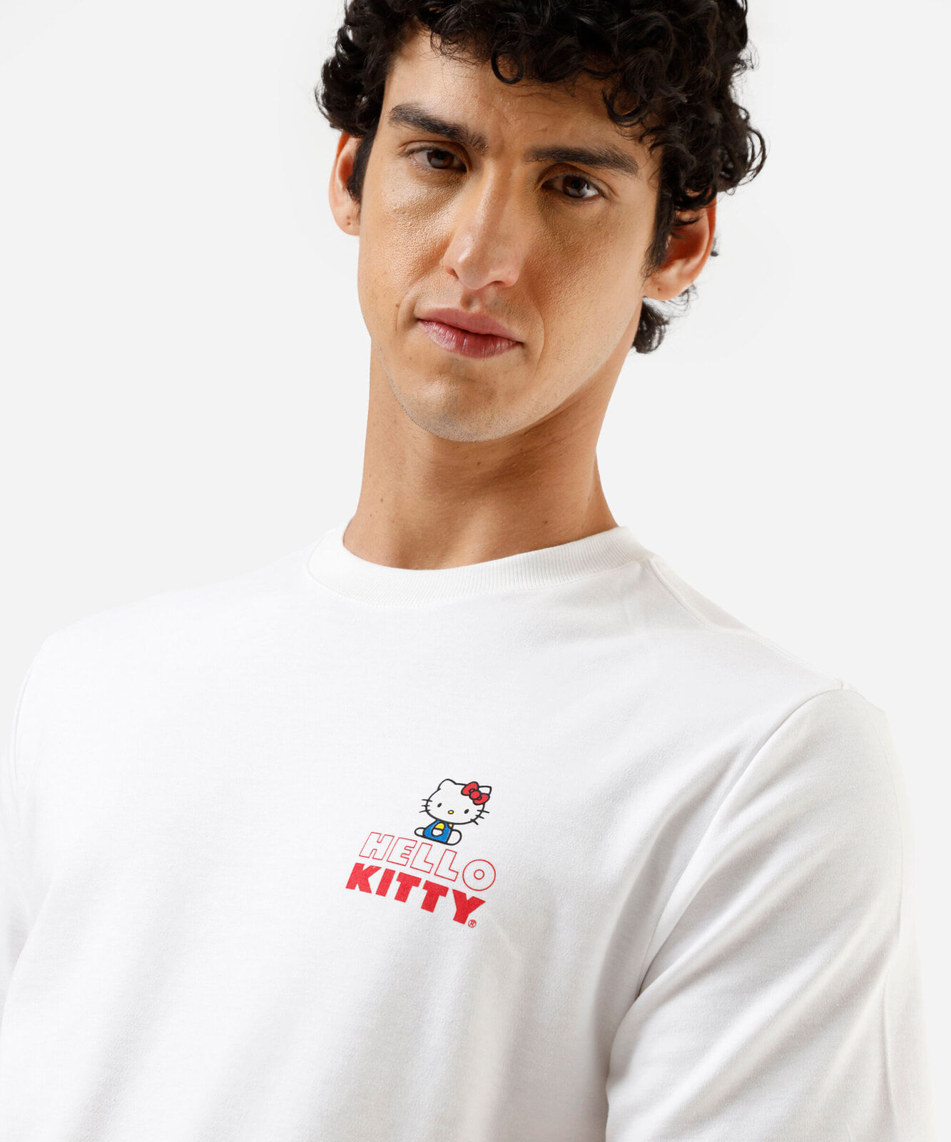 camiseta masculina manga curta hello kitty off white