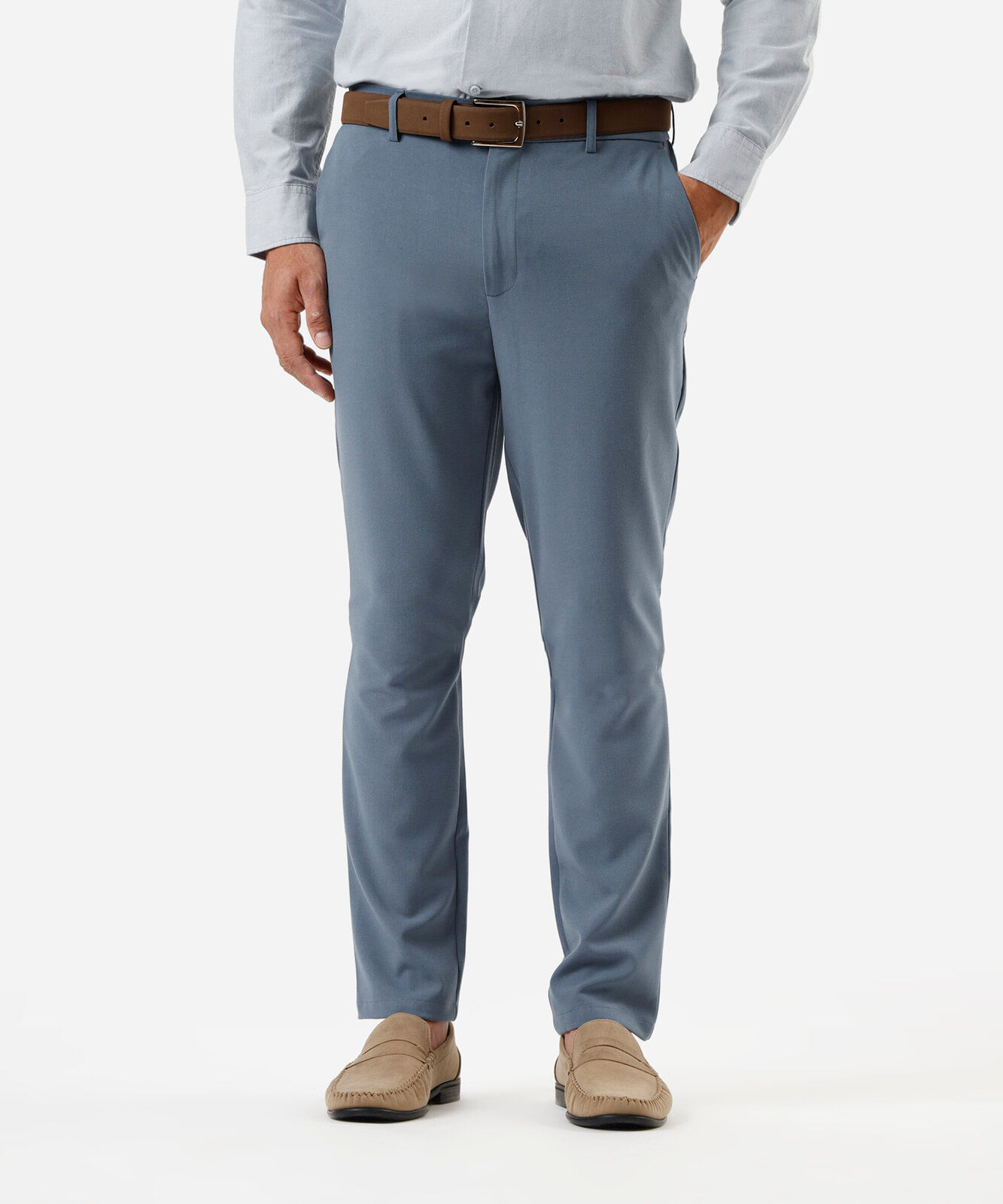 calça slim masculina cós elástico azul