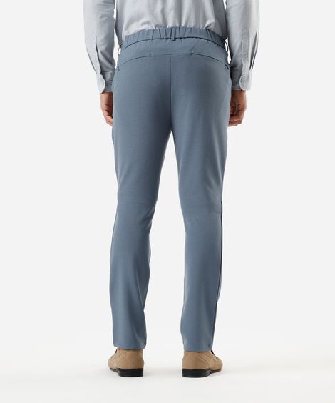 calça slim masculina cós elástico azul
