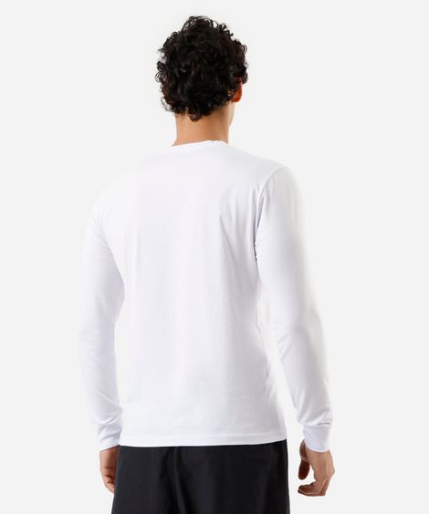 camiseta masculina de algodão manga longa branca