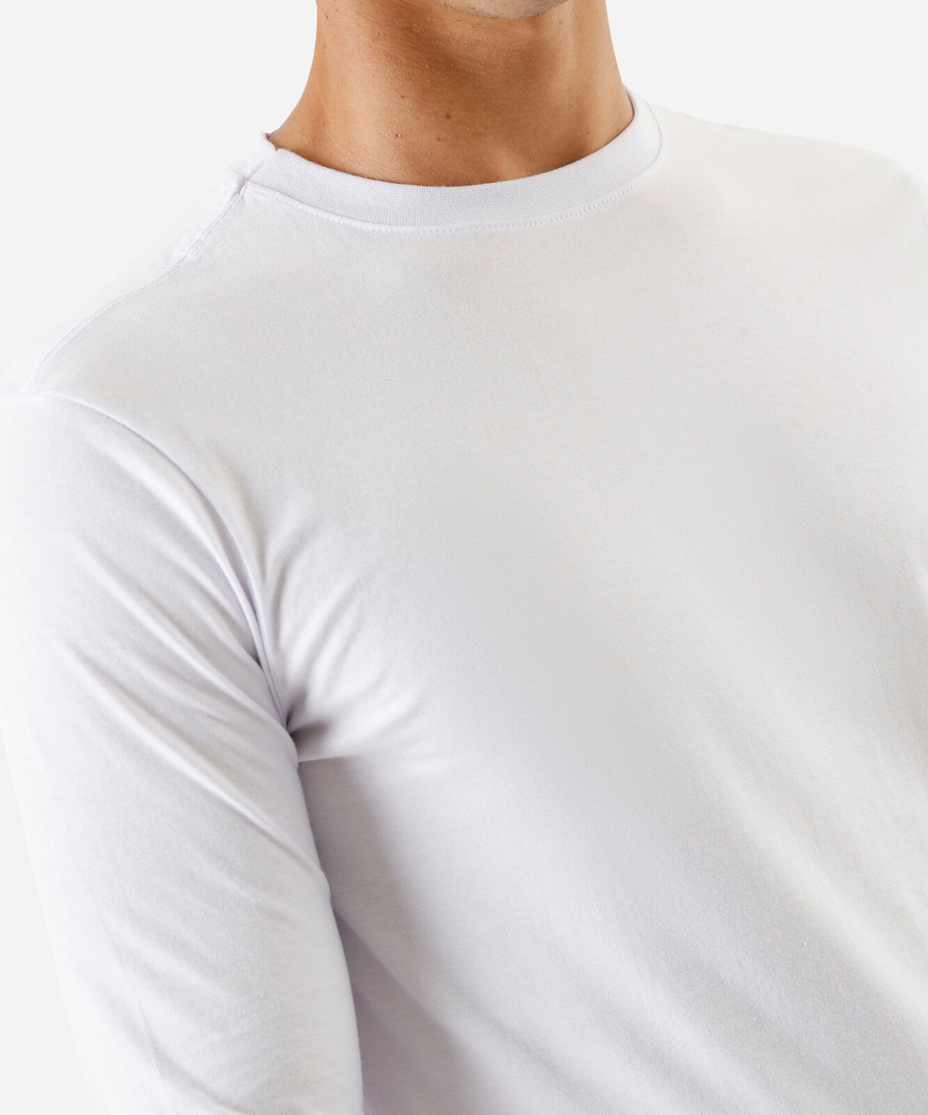 camiseta masculina de algodão manga longa branca