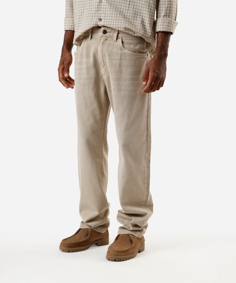 calça reta masculina jeans  bege