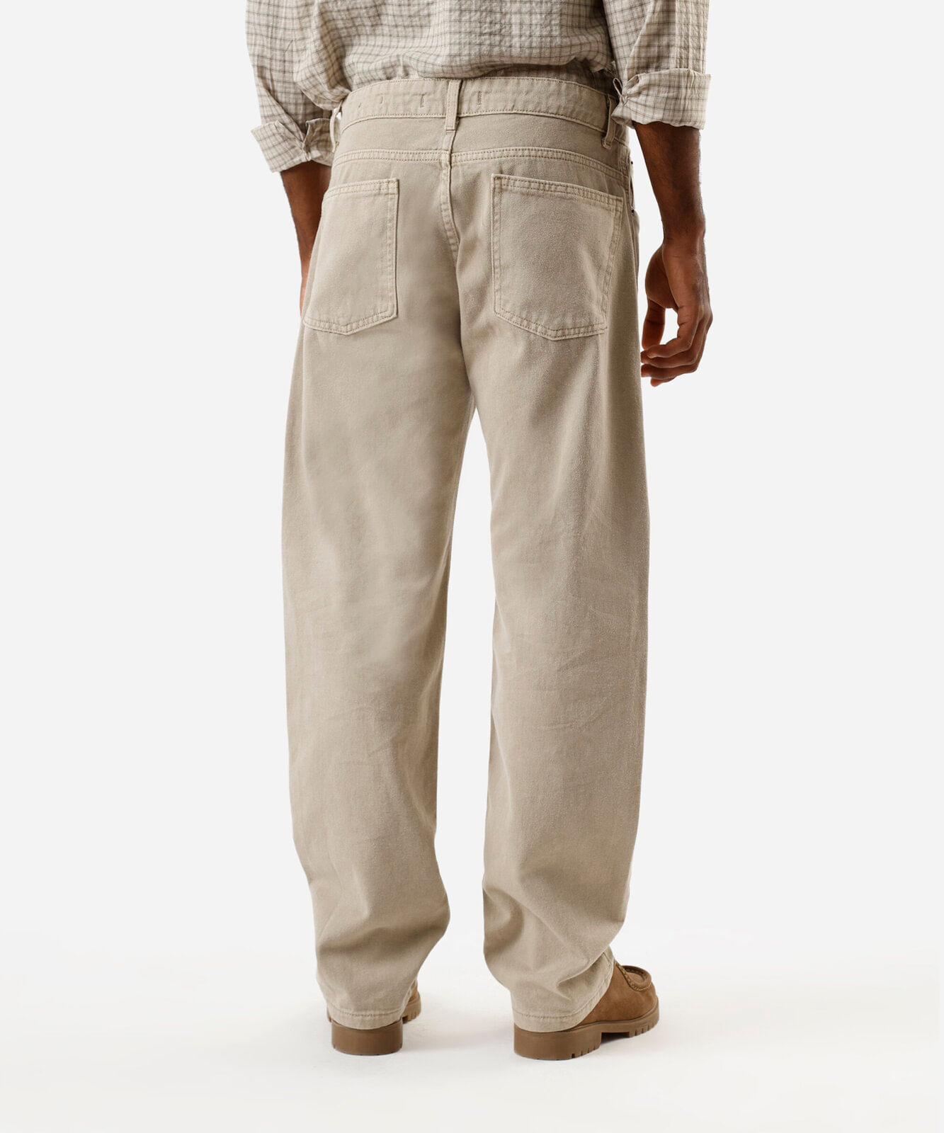 calça reta masculina jeans  bege