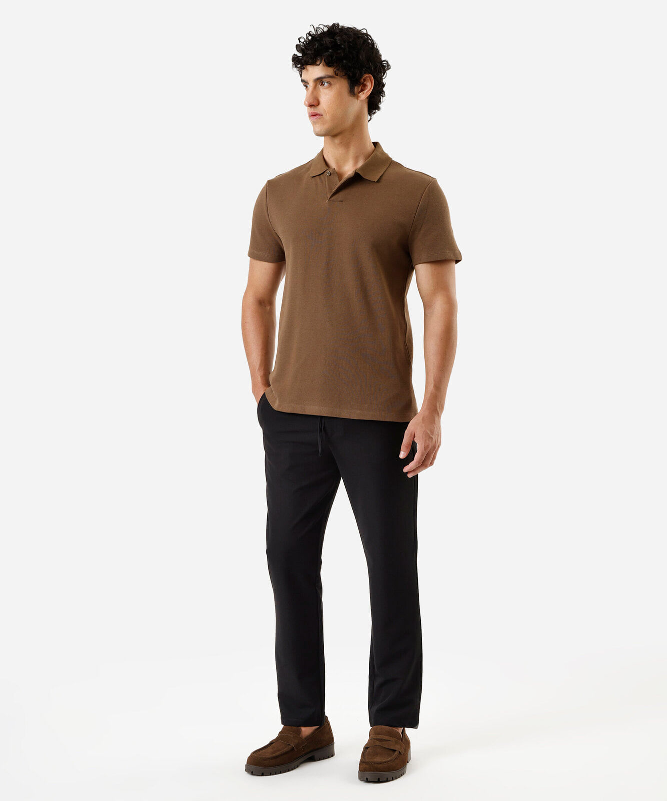 calça slim chino masculina com viscose preta