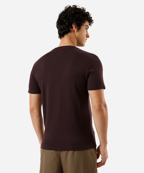 camiseta slim masculina de algodão peruano manga curta vinho