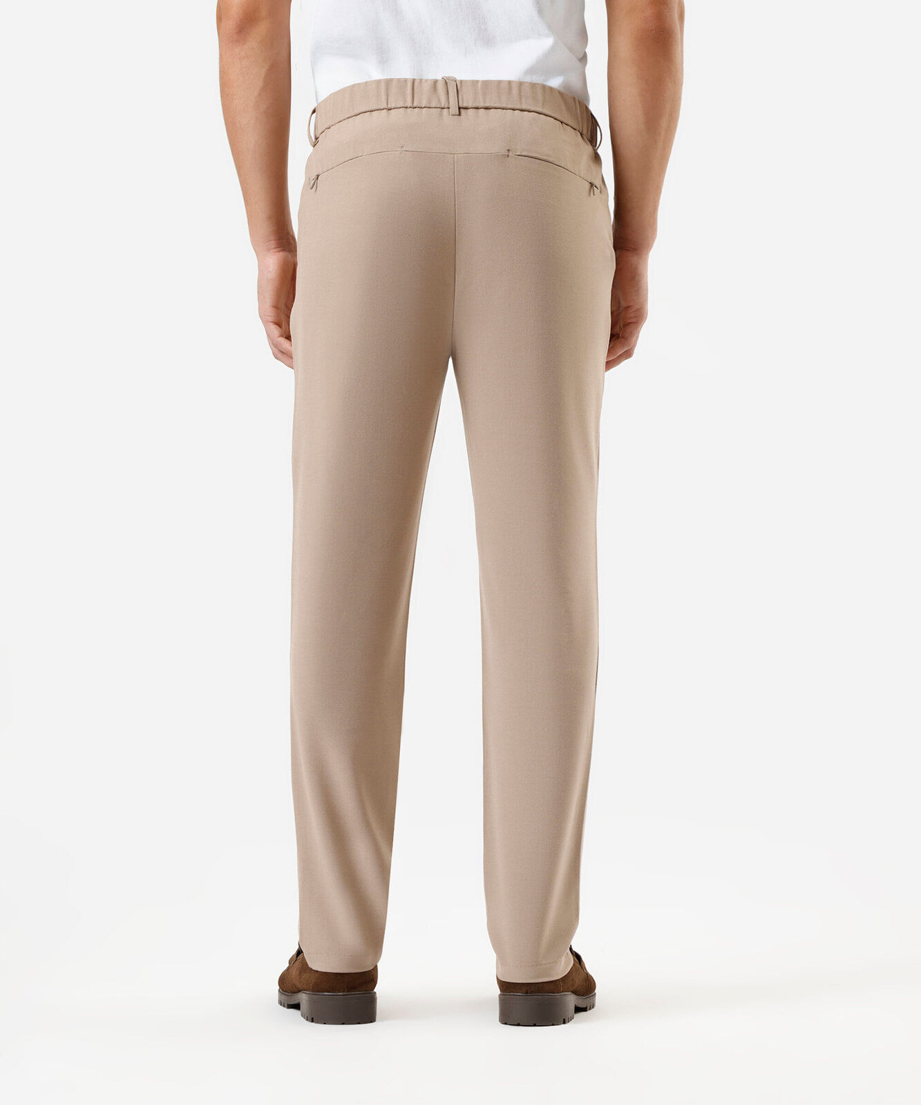 calça slim masculina cós elástico marrom