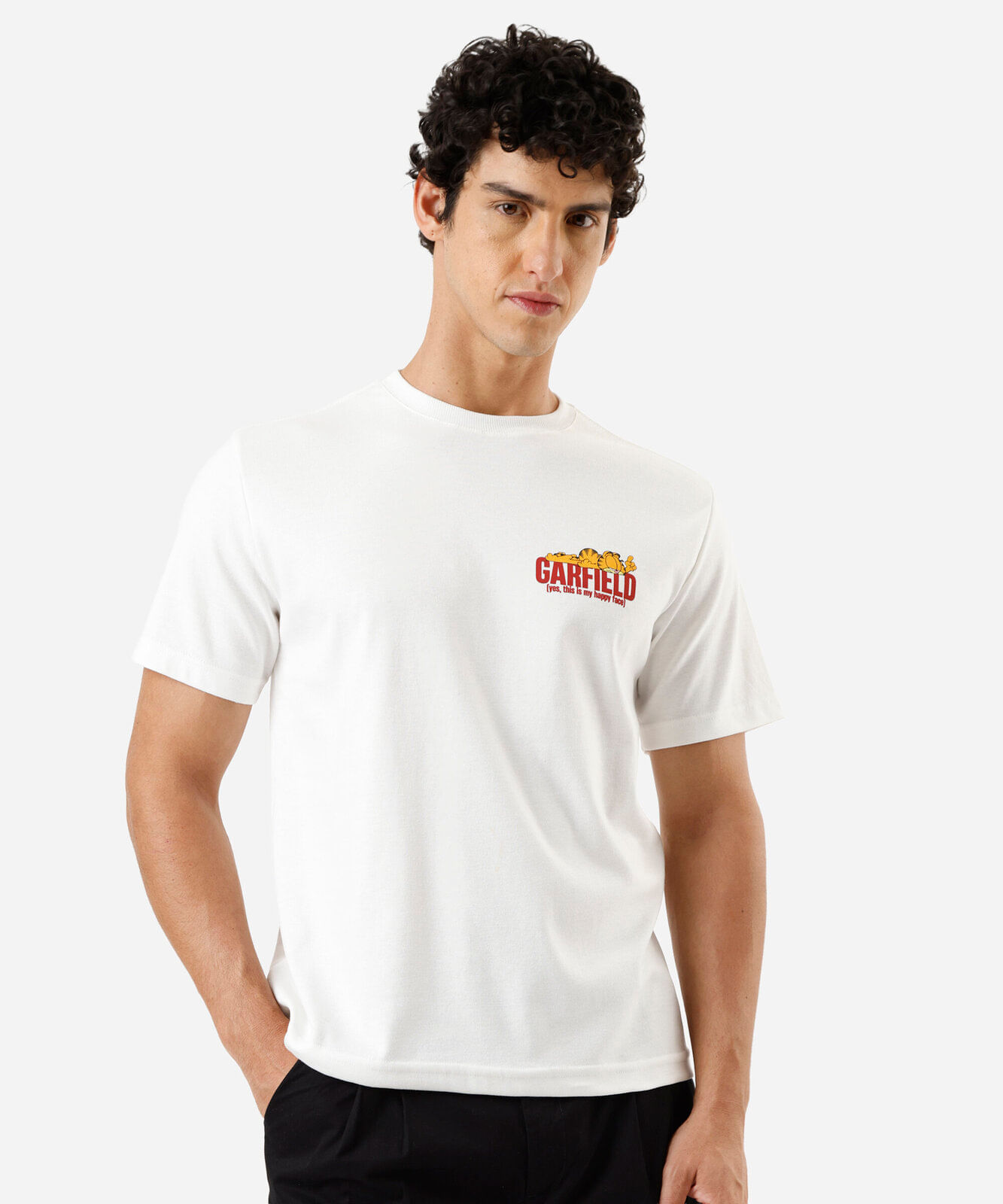 camiseta masculina de algodão garfield off white