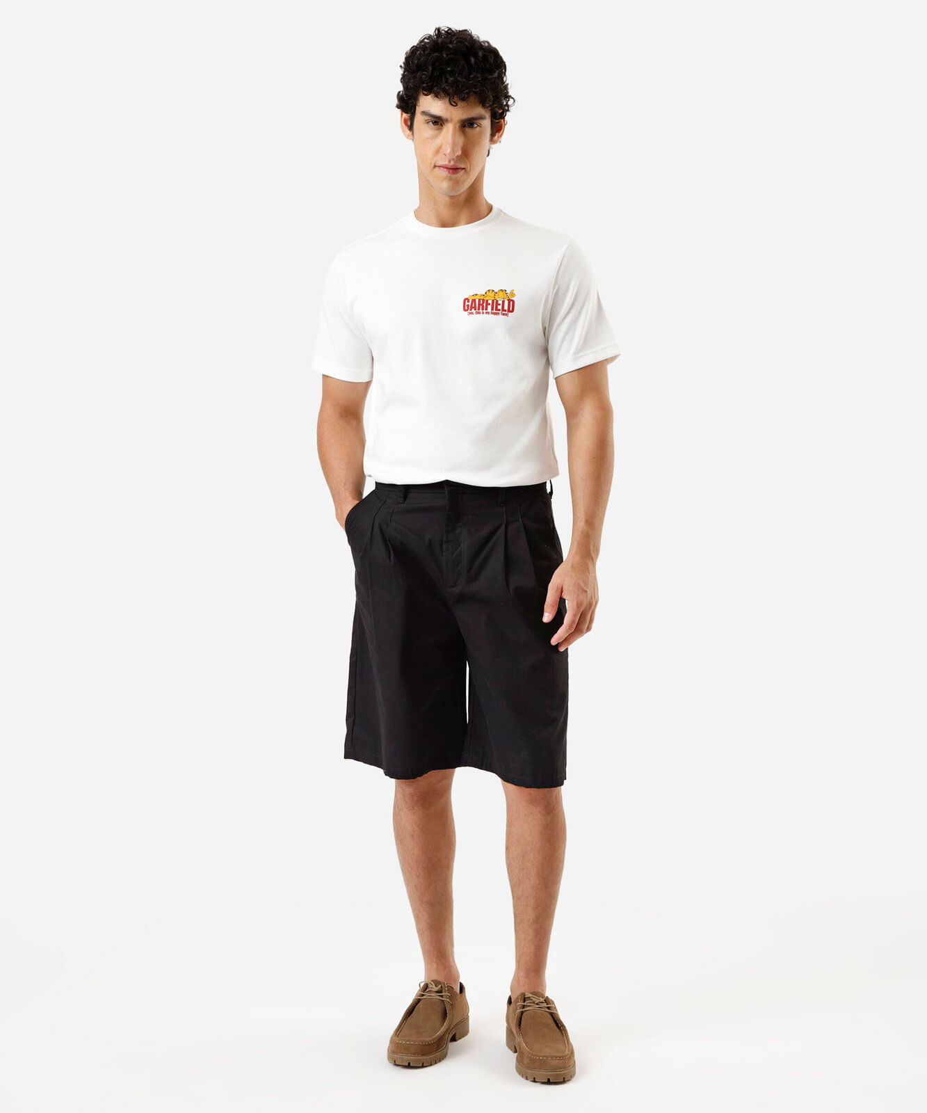 camiseta masculina de algodão garfield off white