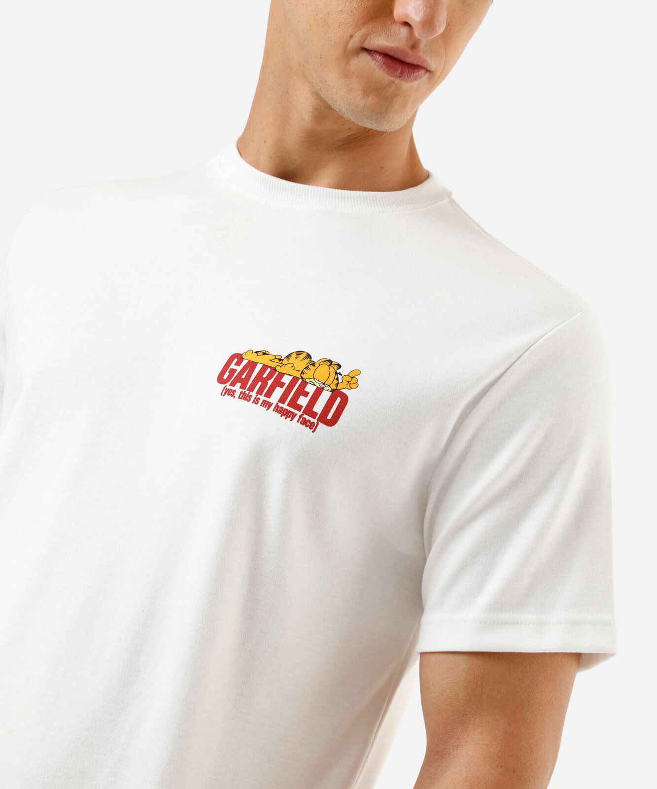 camiseta masculina de algodão garfield off white