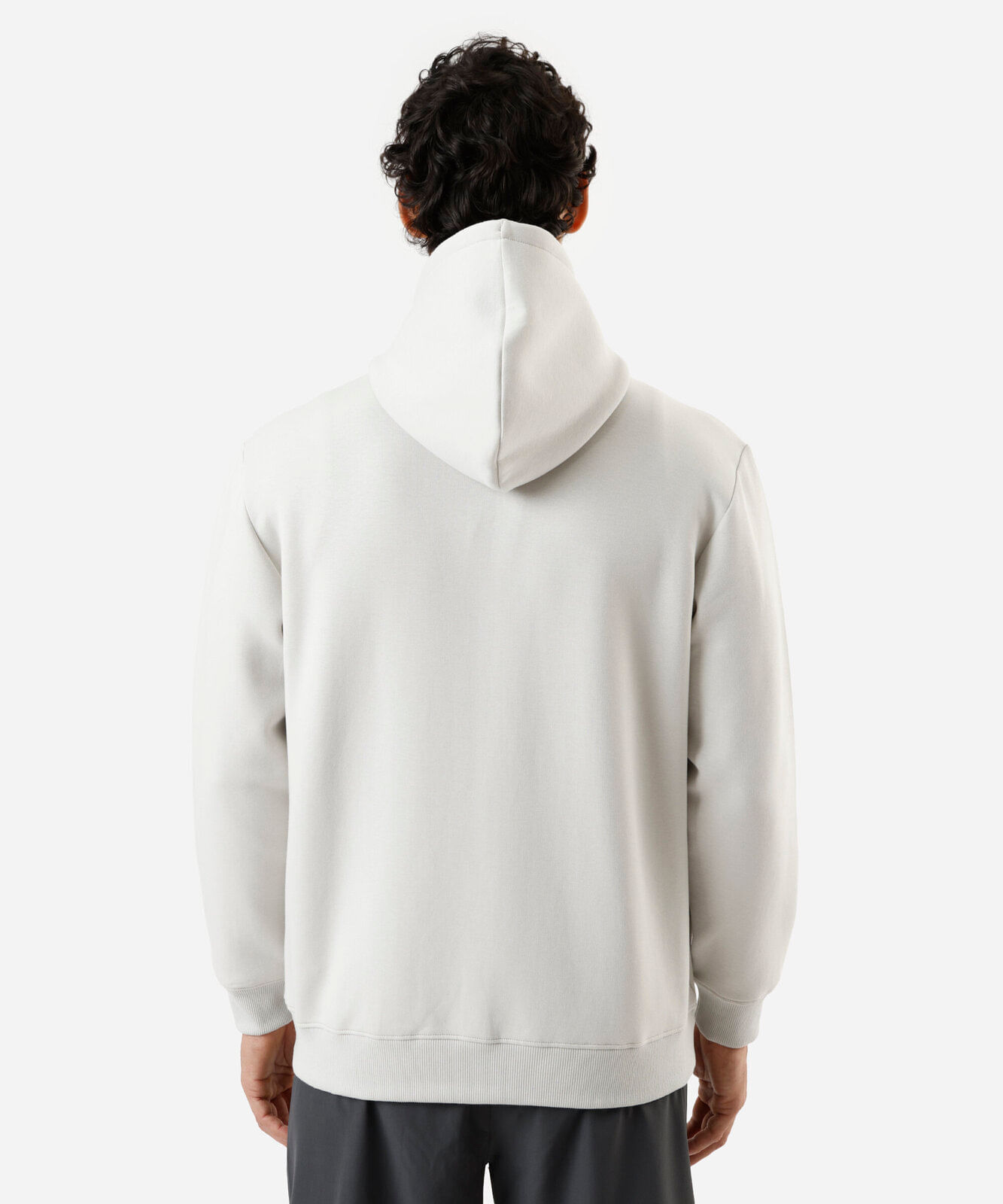 jaqueta masculina de moletom com capuz e bolso cinza