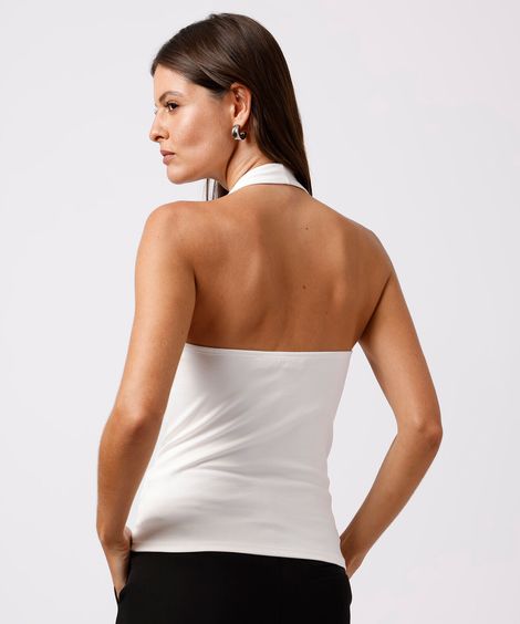 blusa frente única feminina com tachas mindset off white