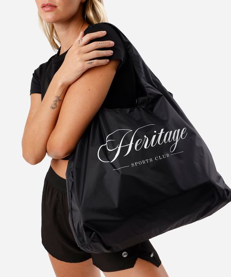 bolsa tote esportiva estampada preta