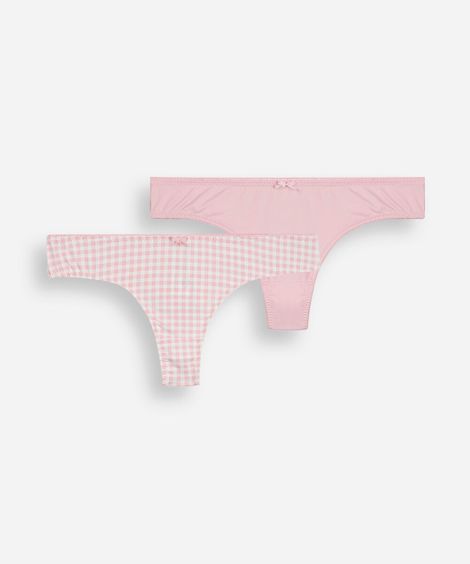 kit de 2 calcinhas fio dental feminina em poliamida estampado colorido