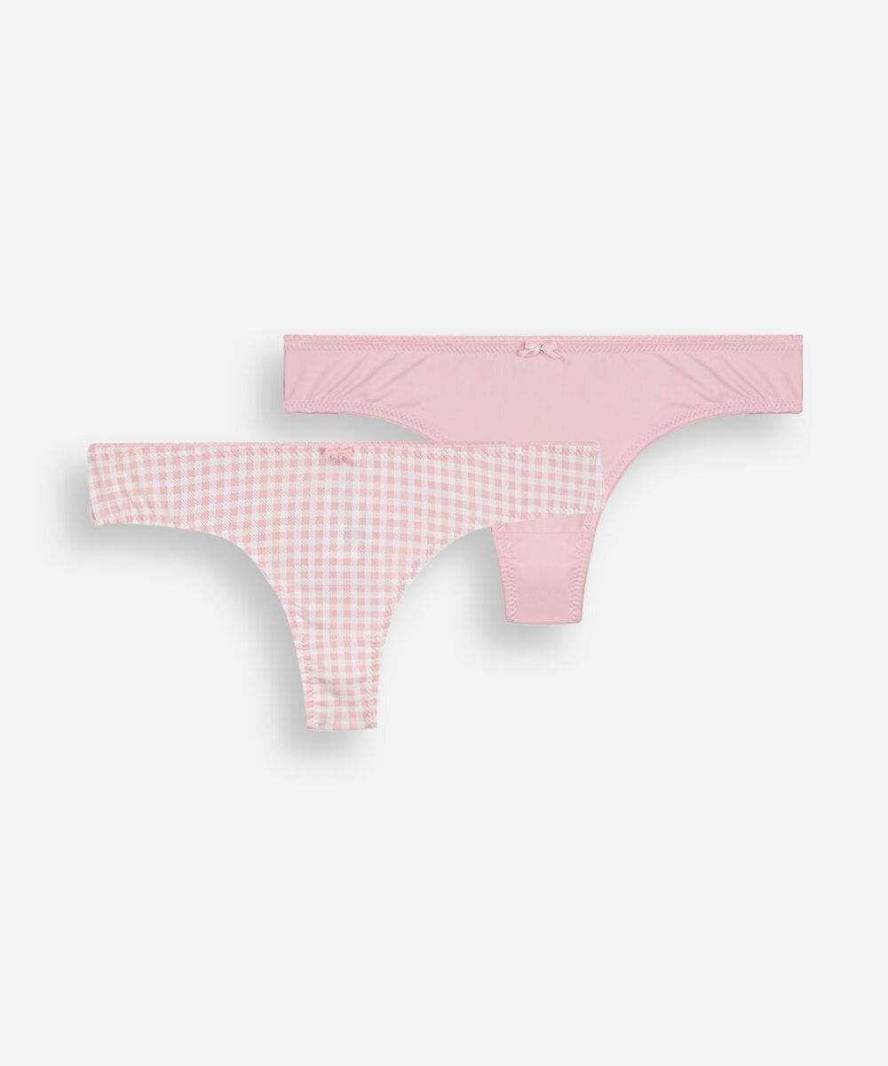 kit de 2 calcinhas fio dental feminina em poliamida estampado colorido