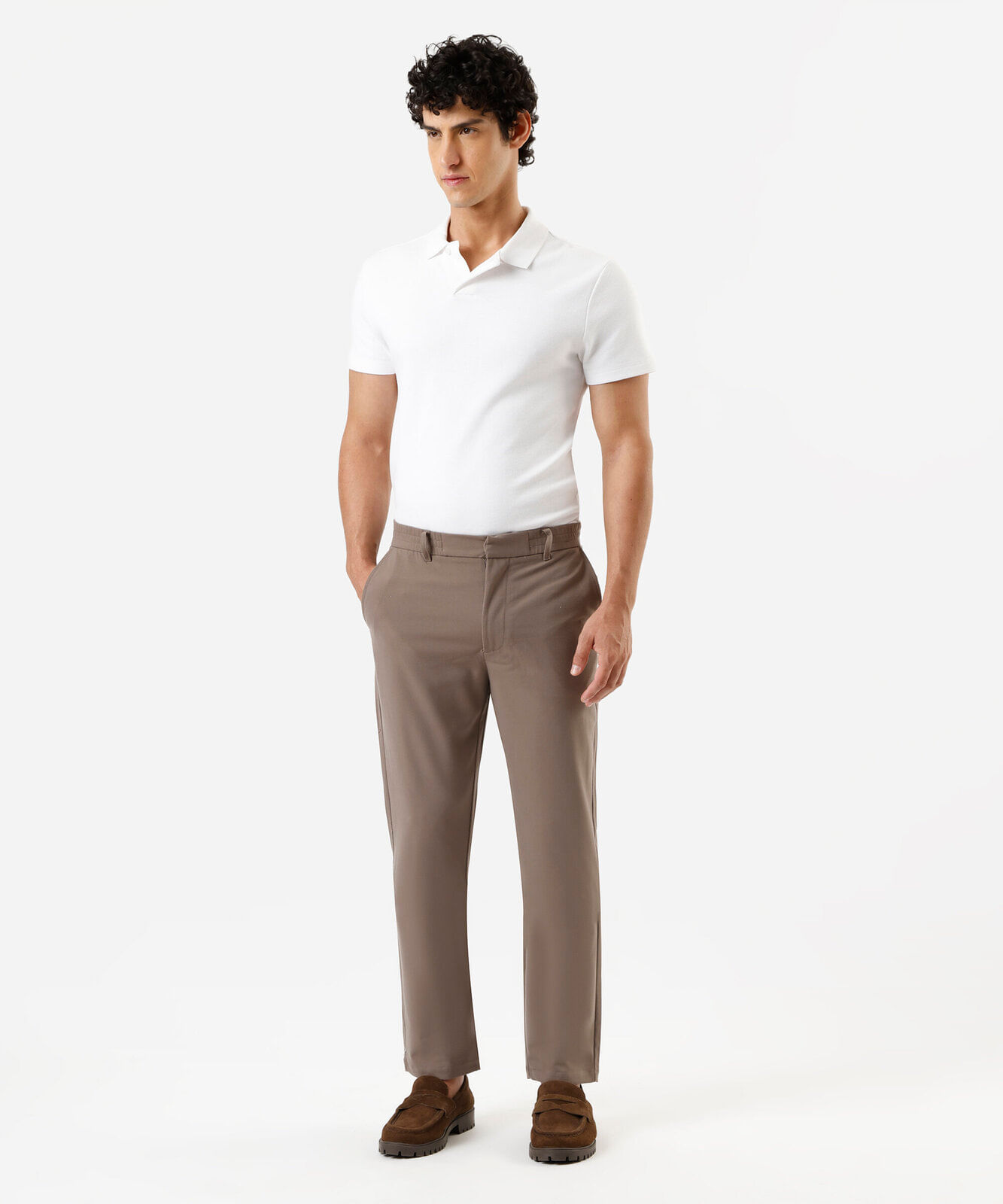 calça slim chino masculina de alfaiataria marrom