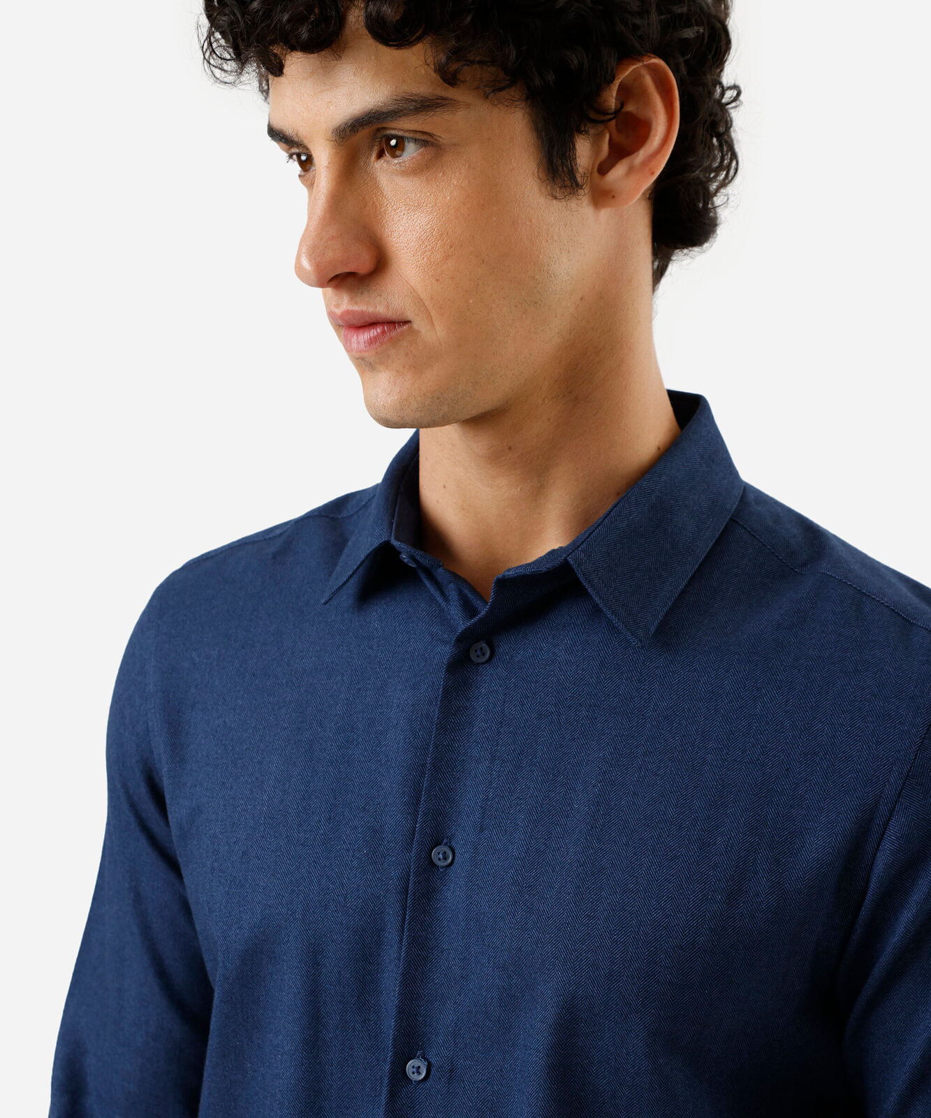 camisa masculina com algodão manga longa azul