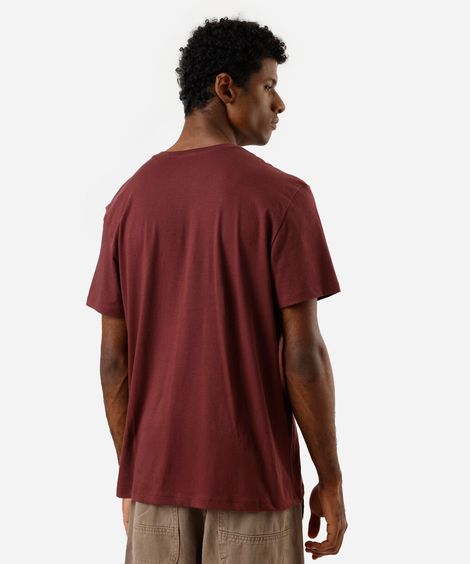 camiseta masculina de algodão pima manga curta vinho