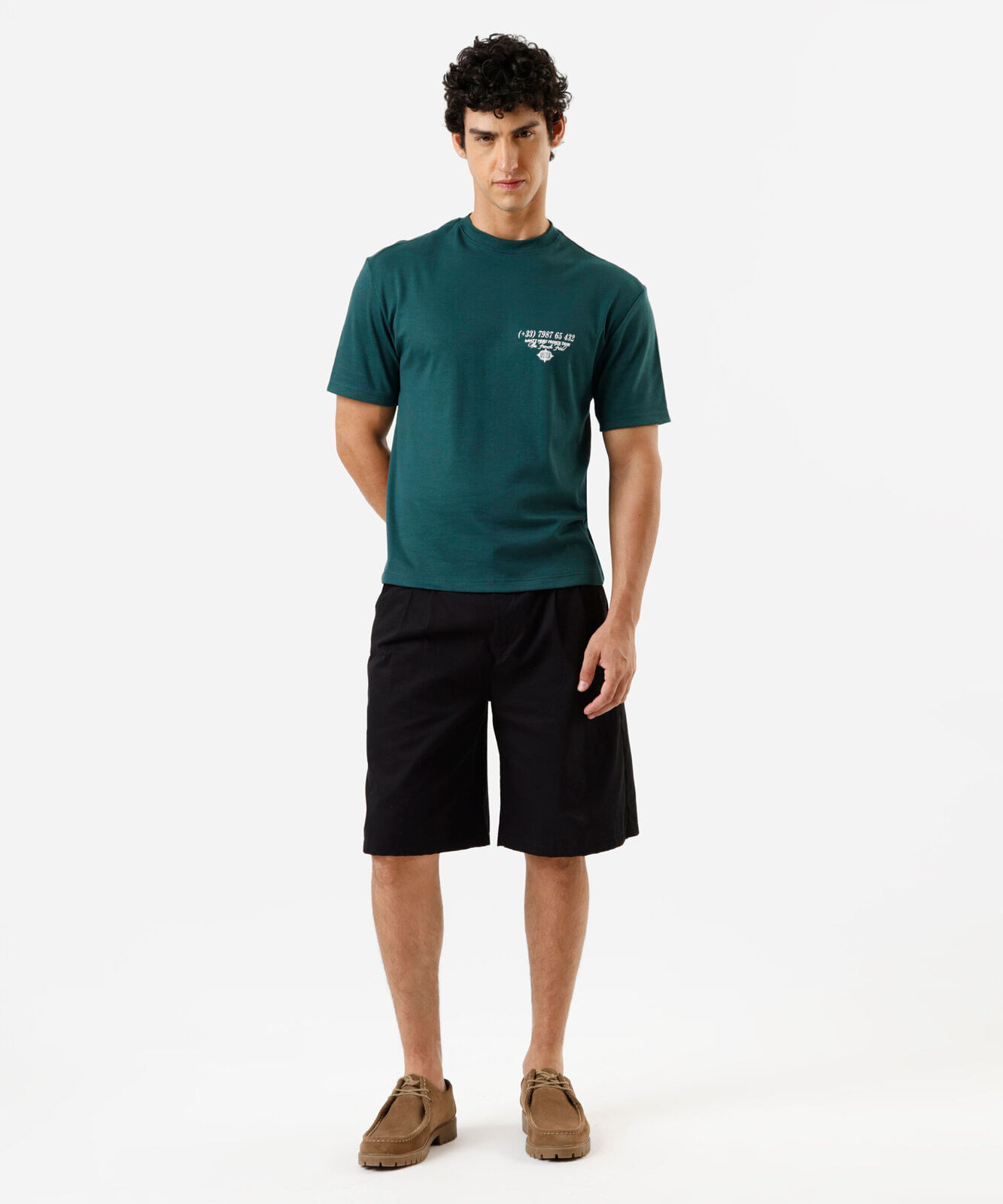 camiseta masculina com algodão manga curta estampada verde