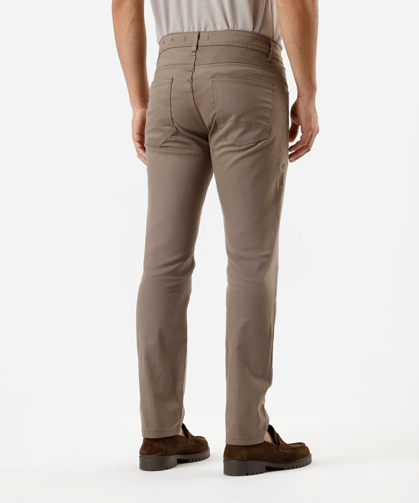calça masculina de sarja slim comfort bege