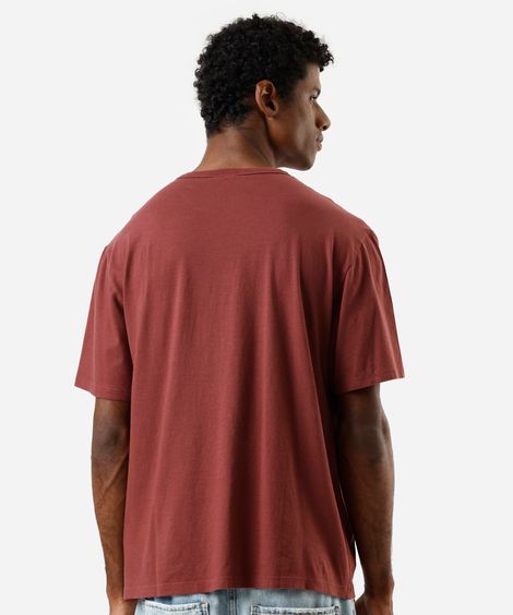 camiseta masculina de algodão peruano manga curta  vinho