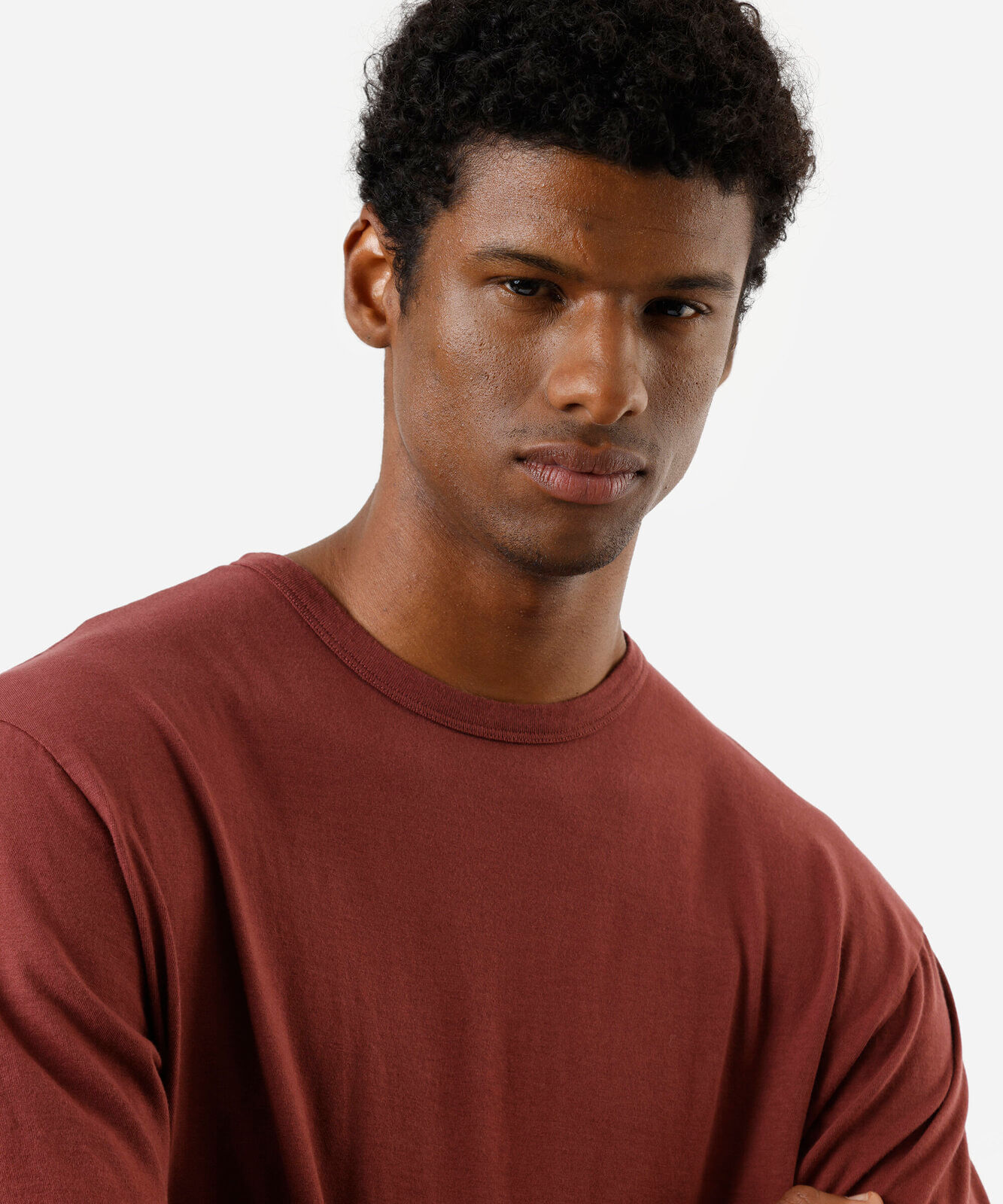 camiseta masculina de algodão peruano manga curta  vinho