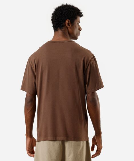 camiseta masculina de algodão peruano manga curta  marrom