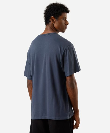 camiseta masculina de algodão peruano manga curta  azul