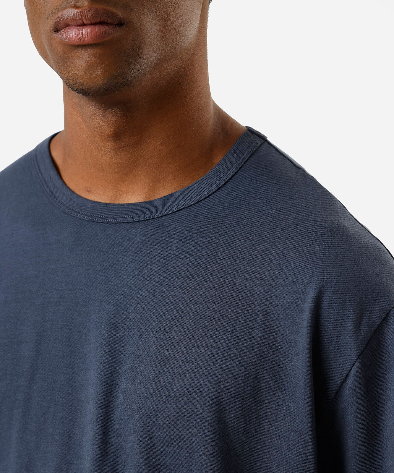 camiseta masculina de algodão peruano manga curta  azul