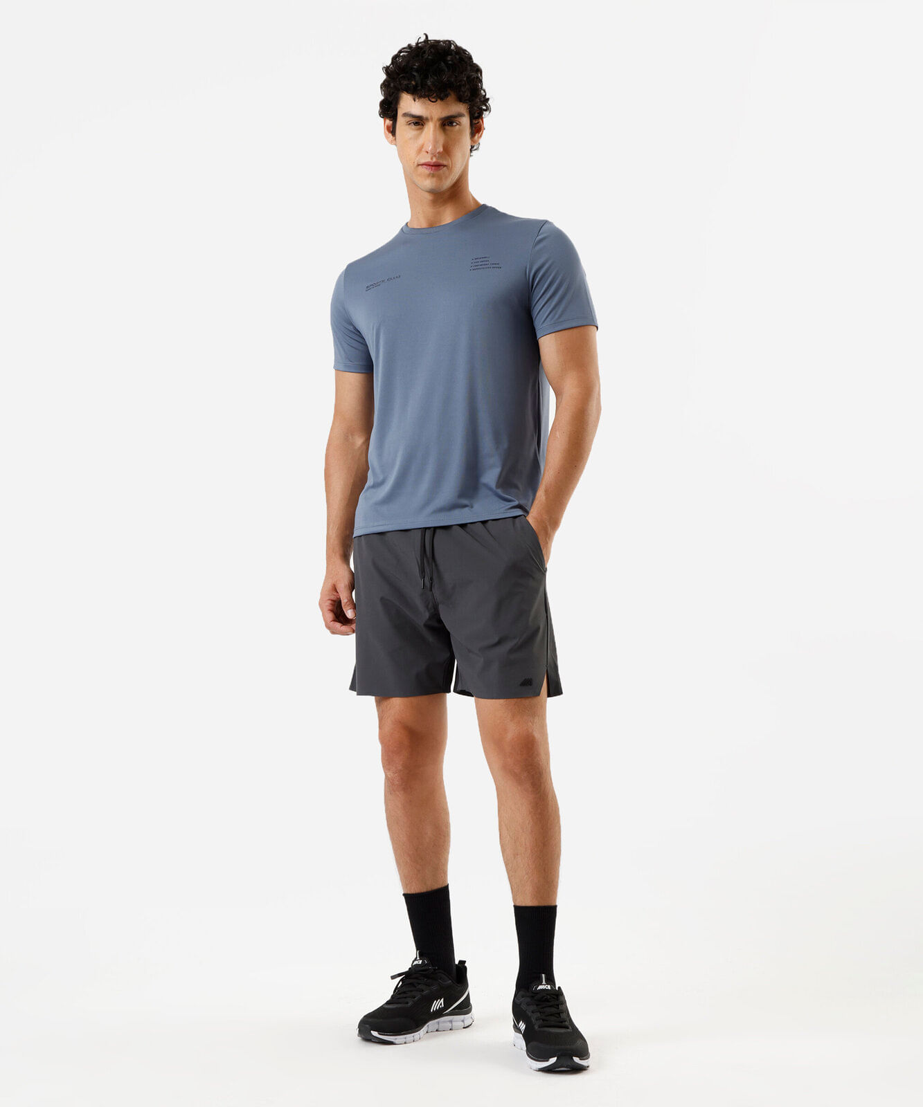 camiseta esportiva masculina manga curta azul