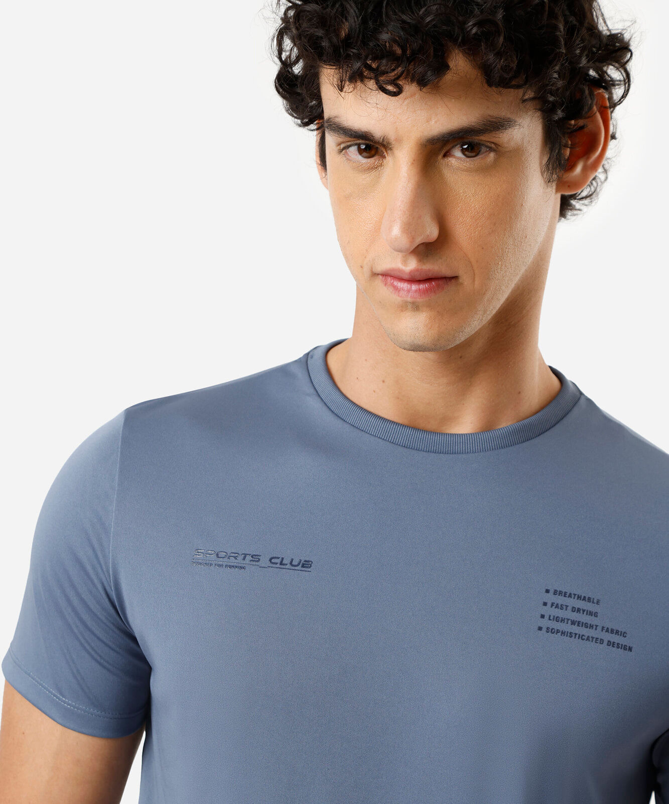 camiseta esportiva masculina manga curta azul