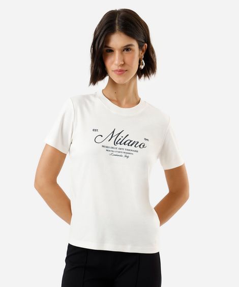 camiseta feminina de algodão peruano manga curta off white