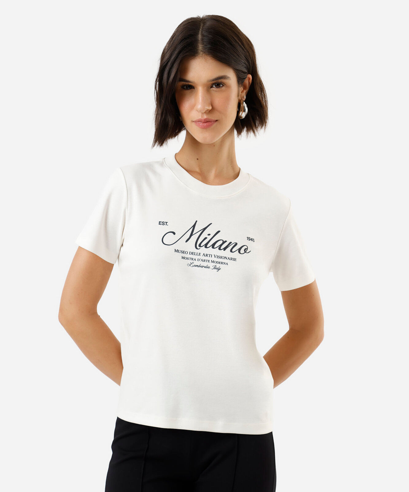 camiseta feminina de algodão peruano manga curta off white