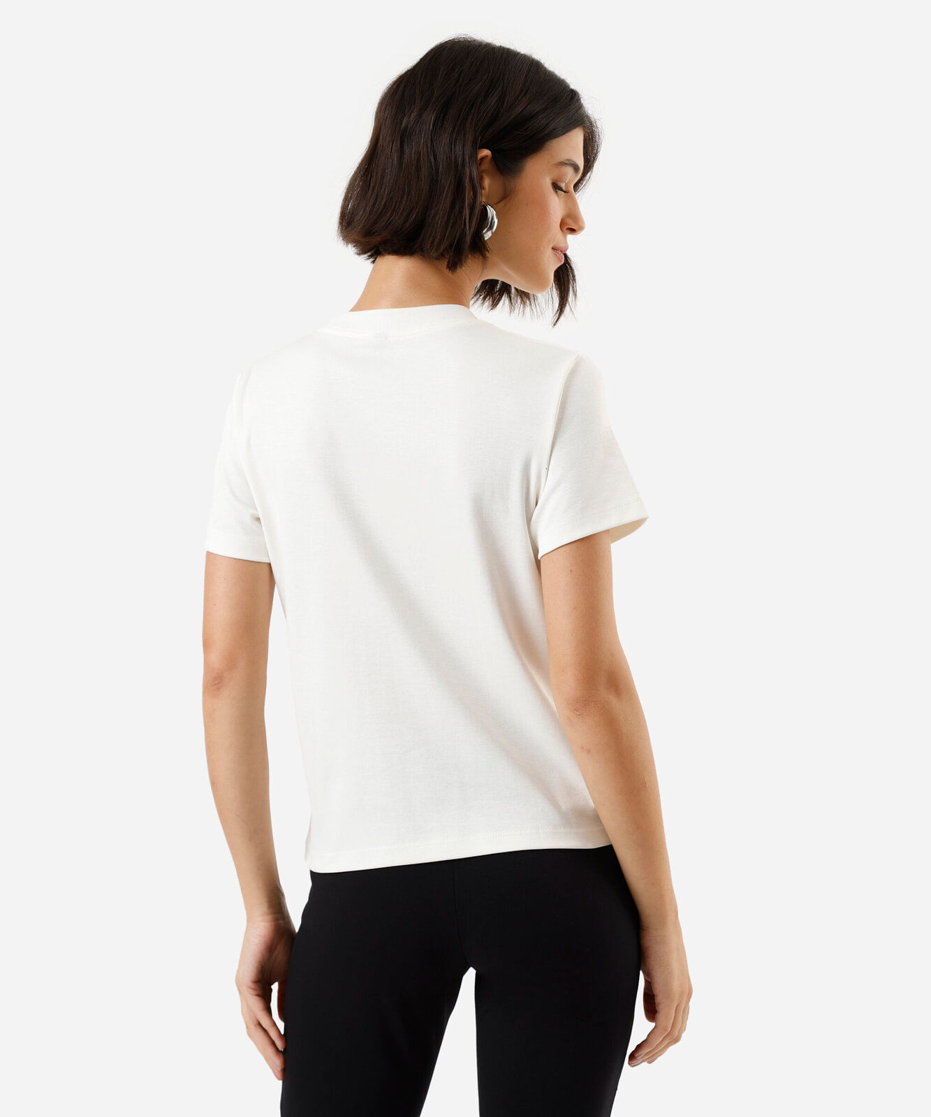 camiseta feminina de algodão peruano manga curta off white